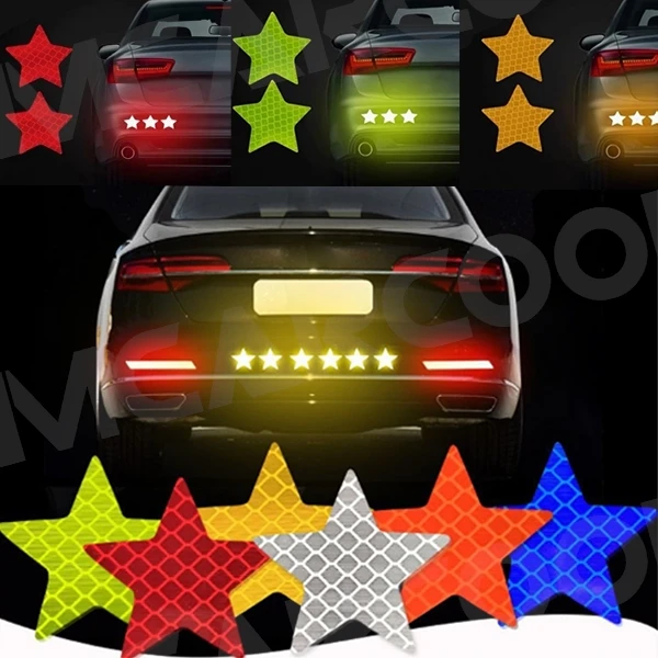 10pcs Car Bumper Reflective Safety Strip Stickers Car Star Reflective Sticker Reflective Vehicle Warning Safety Tape Waterproof-animated-img