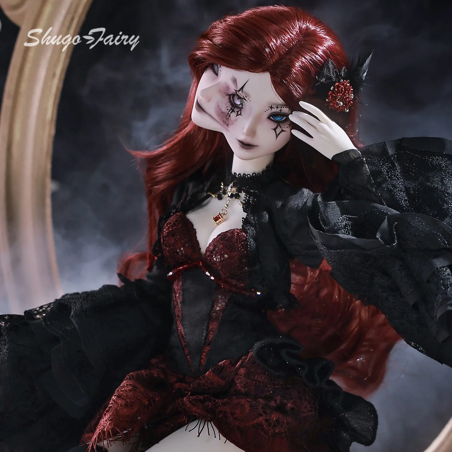 ShugaFairy Mio 1/4 Quadratic Element Doll BJD Resin Body Model Girls Gothic Horror Fullset with Two-faced Doll Head Joint Dolls-animated-img