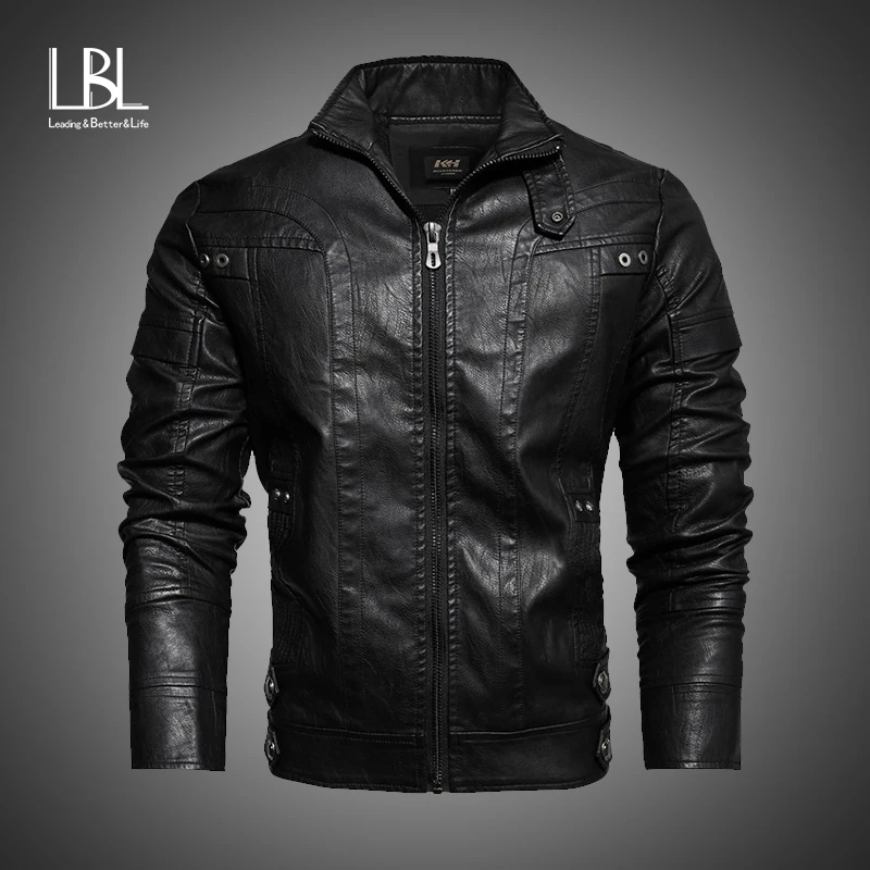 Winter Men's Leather Jacket Casual 
