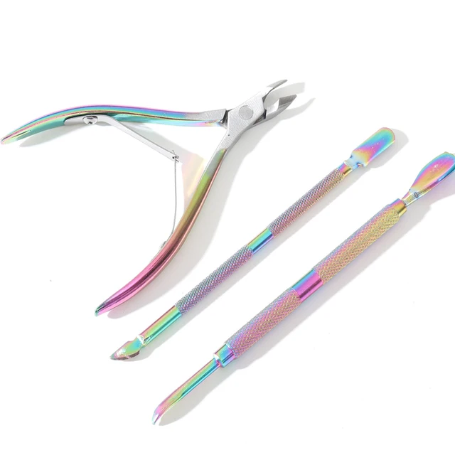 Stainless Steel Nail Art Cutter Scissor Cuticle Clipper Pusher Dead Skin Remover Kit Manicure Pedicure Tools Nail Push-animated-img