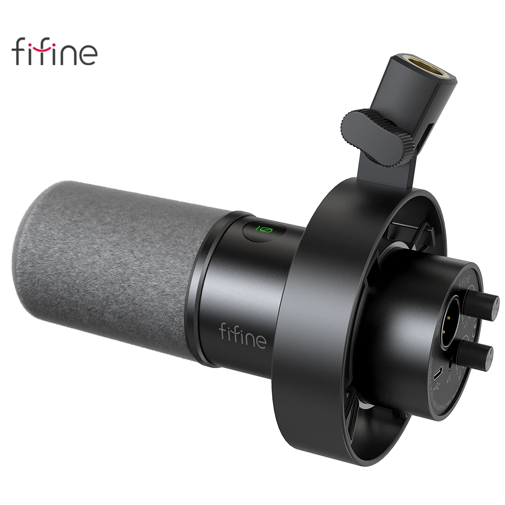 FIFINE USB/XLR Dynamic Microphone with Shock Mount,Touch-mute,Headphone Jack&Volume Control,for PC or Sound Card Recording -K688-animated-img