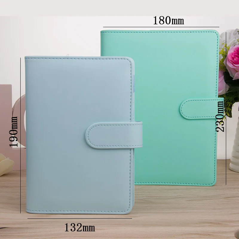 Macaroon Color A6/A5 PU Leather DIY Binder Notebook Cover Diary Agenda Planner Paper Cover School Stationery-animated-img