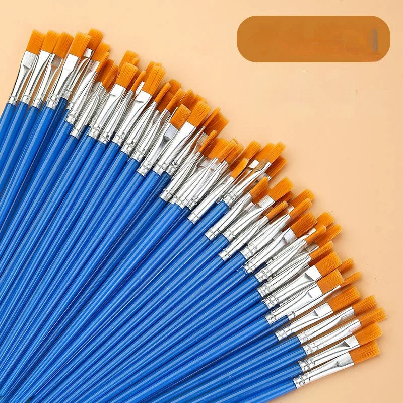 120Pcs Flat Round Paint Brushes Set Kids Painting Brush Small Brushes  Essential Props For Art Acrylic Oil Watercolor Painting