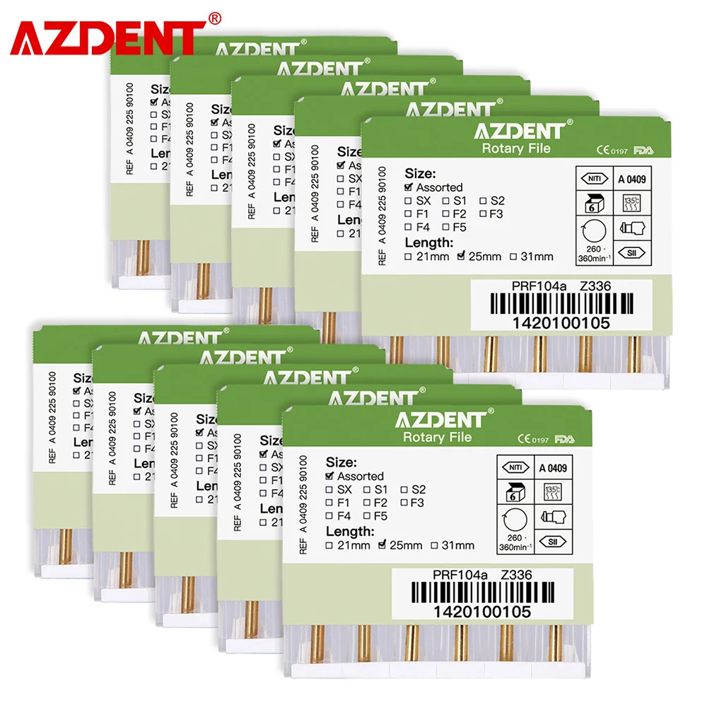 10 Boxes AZDENT Dental Heat Activated Canal Root Files SX-F3 25mm Engine Use Nickel-titanium Alloy Endodontic Tips-animated-img