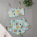 New Style Summer Women Pajamas Set Cute Cat Print Camisole With Shorts Casual Sexy Lovely Nightie Homewear Sleepwear Underwear preview-5