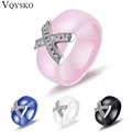 Fashion Jewelry Women Ring With AAA Crystal 8 mm X Cross Ceramic Rings For Women Wedding Party Accessories Gift Design