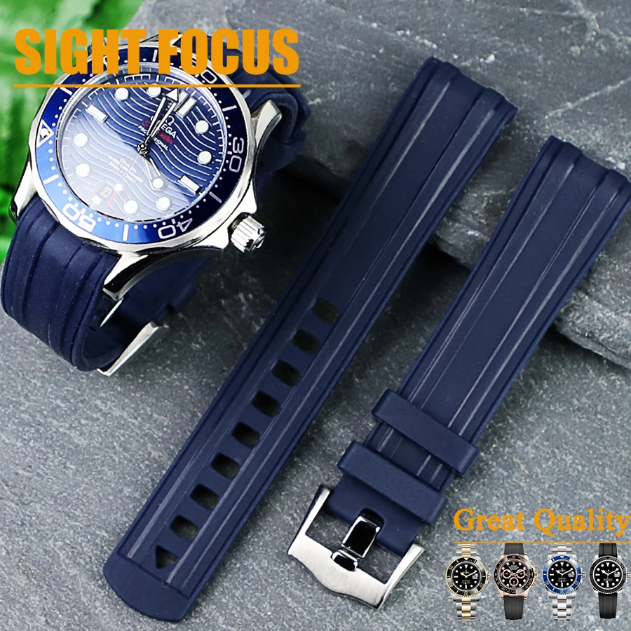 20mm Curved End Rubber Watch Strap 