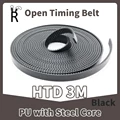 HTD 3M Open Timing Belt PU with Steel Core Black 3M Belt Width 9/10/15mm~40mm Polyurethane Steel PU HTD3M Open Synchronous Belt