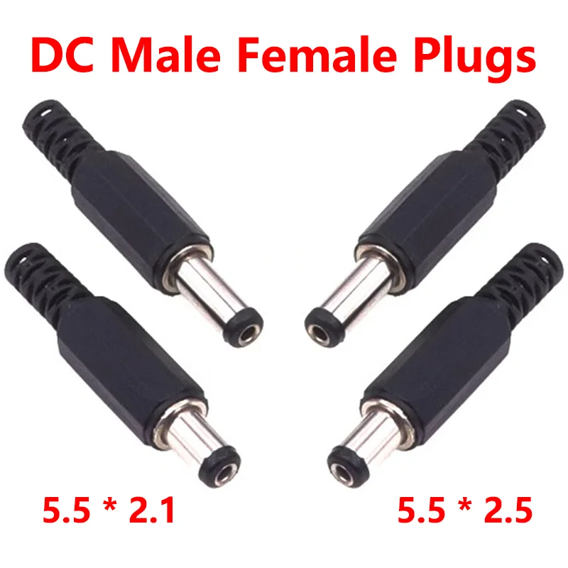 5/20/100PCS 5.5mmX2.5mm Male Jack DC Power Plug 5.5*2.1mm Solder Type Adapter Adaptor Connector DC Barrel Plugs-animated-img