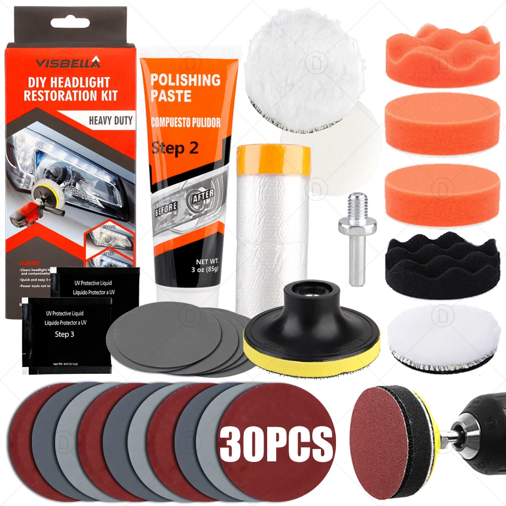 Car Lights Polishing Paste Headlight Restoration Kit Easy Heavy