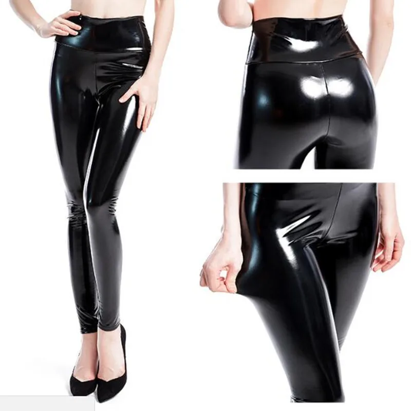 CHSDCSI Faux Leather High Waist Sexy Legging Women Black Pencil