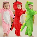 Toddler Pink Green Dinosaur Bodysuit Anime Unicorn Play Pajamas Halloween Animal Cosplay Baby Flannel Lion Costume Warm Pajamas preview-1