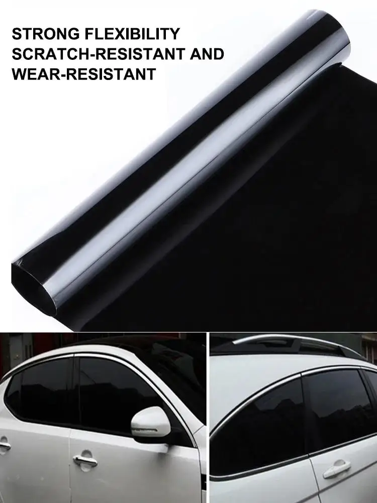 Black Car Window Foils Tint Tinting Film Roll Exterior Accessories Solar UV Protection Sticker For BMW Tesla Benz-animated-img