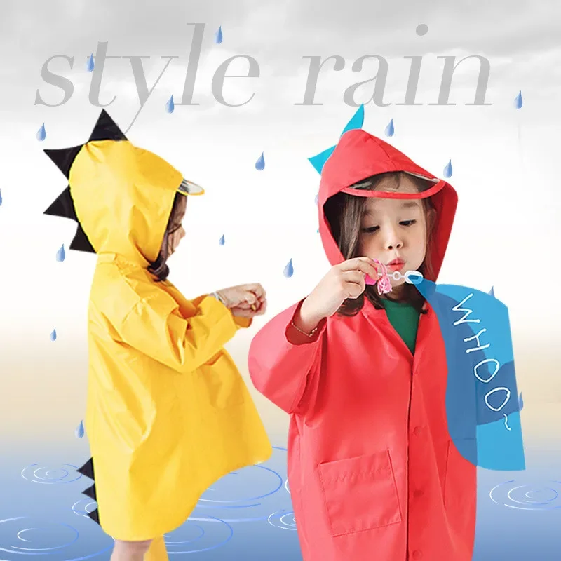 Cute Dinosaur Polyester Baby Raincoat Outdoor Waterproof Rain Coat Children Impermeable Poncho Boys Girls Rain Jacket-animated-img