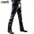 #2202 Faux Leather Pants Men Fashion Casual Plus Size 29-42 Motorcycle Trousers Men PU Leather Pants Black Straight High Quality preview-1