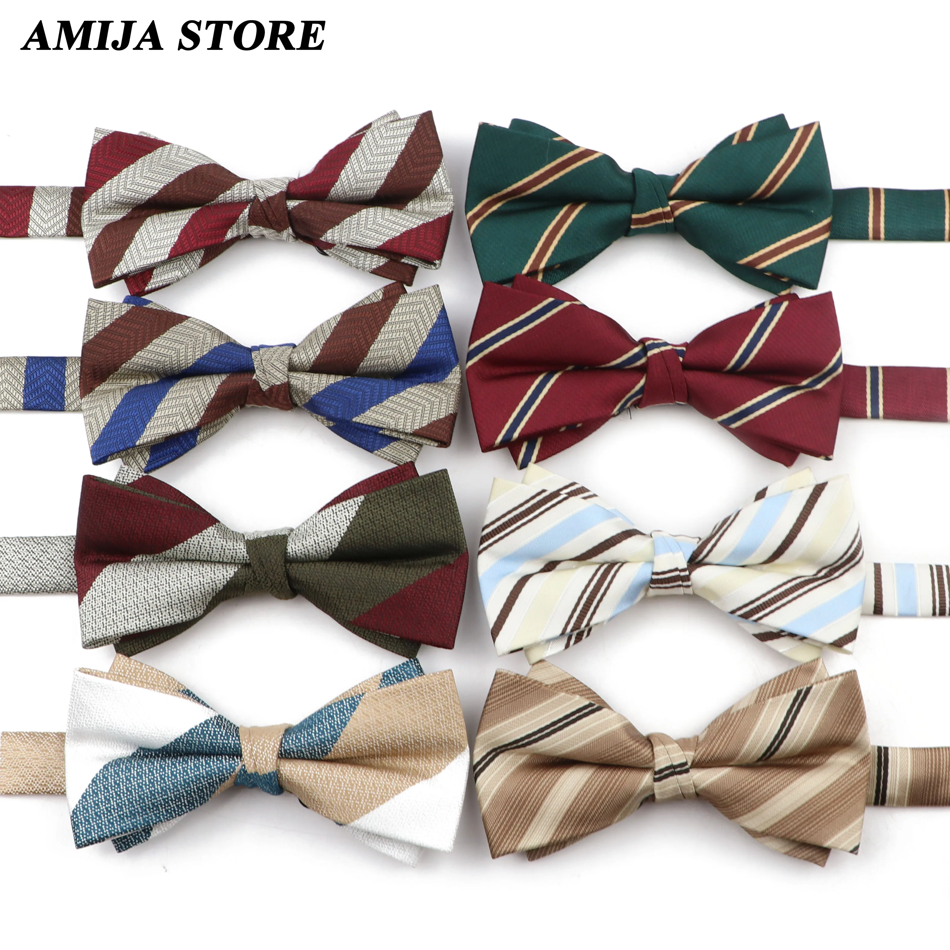 Luxury Men‘s Bowtie Jacquard Woven Striped 100% Polyester Butterfly Daily Casual Party Bowtie Gift Gravata Apparel  Accessories-animated-img