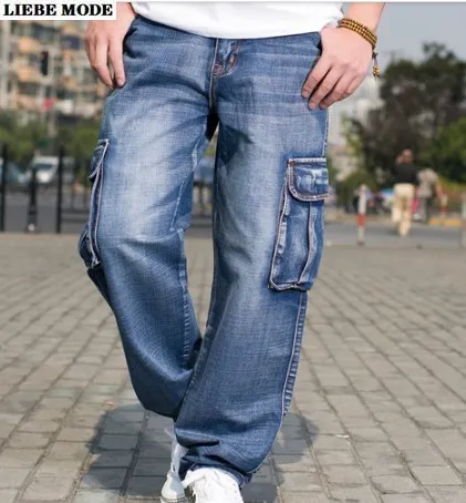 Men's Loose Wide Leg Cargo Jeans 