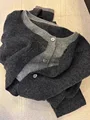 Fake two 100% pure cashmere sweater cardigan dark grey high-grade wool knit coat top preview-4