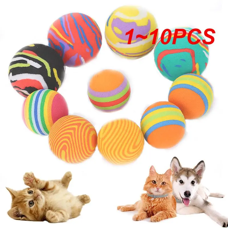 1~10PCS Cat Toys Teaser Ball Training Amusement Smart Cat Toys Interactive Multicolor Ball Cats Toy Pet Playing Ball for Kitten-animated-img