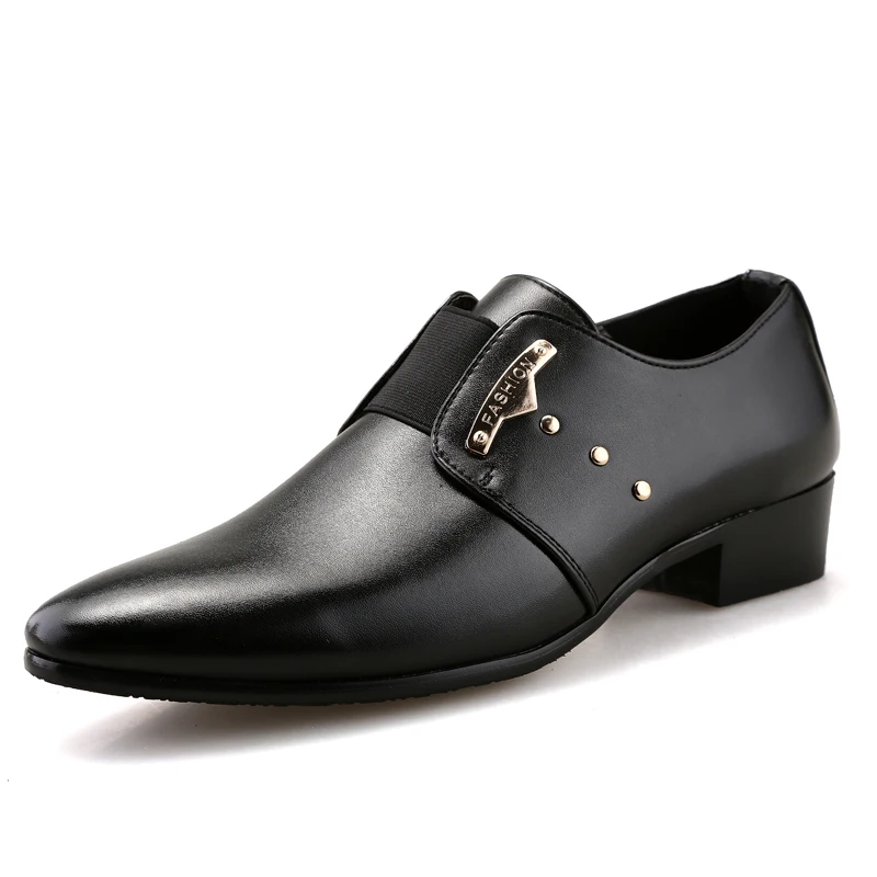 black mens dress shoes slip on