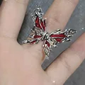 Goth Punk Retro Red Crystal Love Heart Cross Geometry Irregular Open Ring Set Y2K Halloween Accessories for Women Kpop Jewelry preview-2