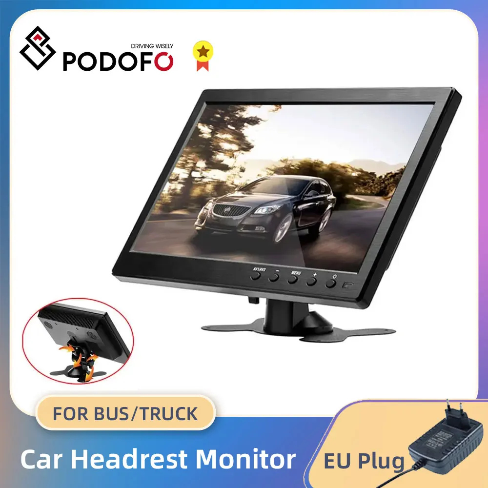 Podofo 10.1" LCD Monitor Mini TV & Computer Display Color Screen 2 Channel Video Input Security Monitor Speaker VGA Monitor-animated-img
