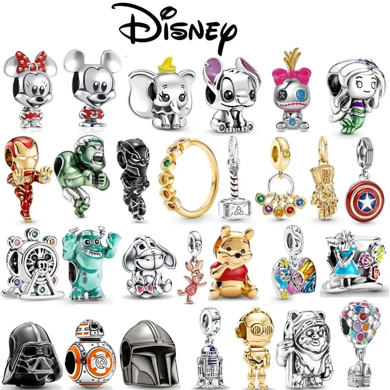 New 925 Sterling Silver Mickey Minnie Vinnie Charm of ley 925 Chain Beaded Fit Original Pandora Bracelet DIY Ladies Jewelry-animated-img