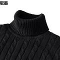 Men's Fleece-Lined Thickened Warm Soft Polo/Turtle Neck Sweater New Knitted Top Winter Essential Style Fashionable Coat preview-5