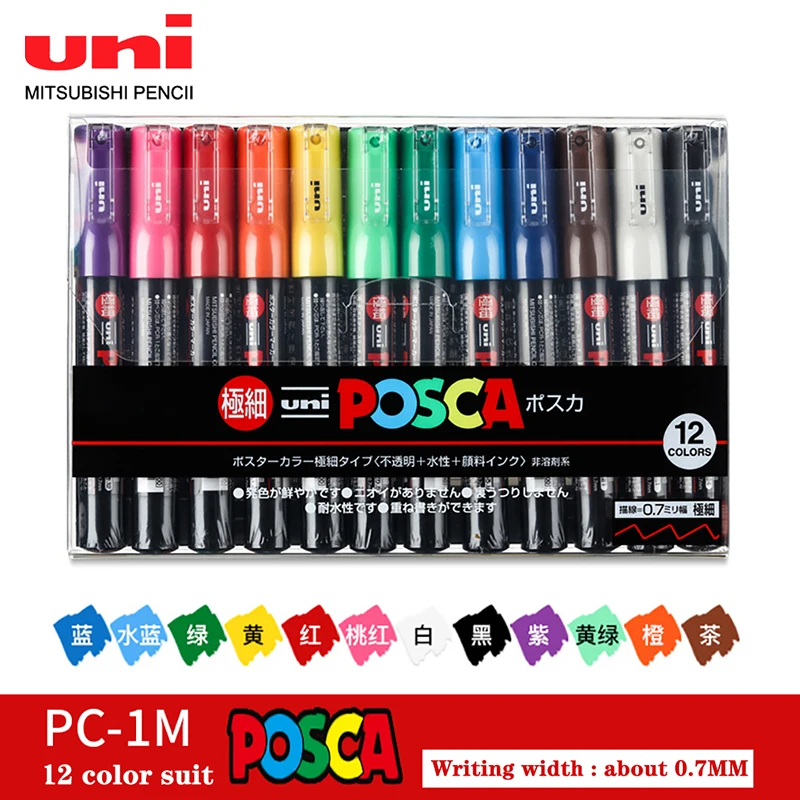 1pcs UNI Posca Graffiti Advertising Marker Art Supplies PC-1M 3M 5M  Graffiti Acrylic Marker POP Poster Pen / Permanent Paint Pen