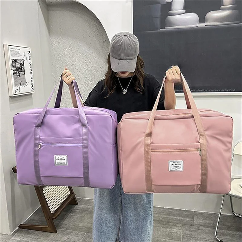 Folding Travel Bags Large Capacity Waterproof Luggage Tote Handbag Travel Duffle Bag Gym Yoga Storage Shoulder Bag For Women-animated-img