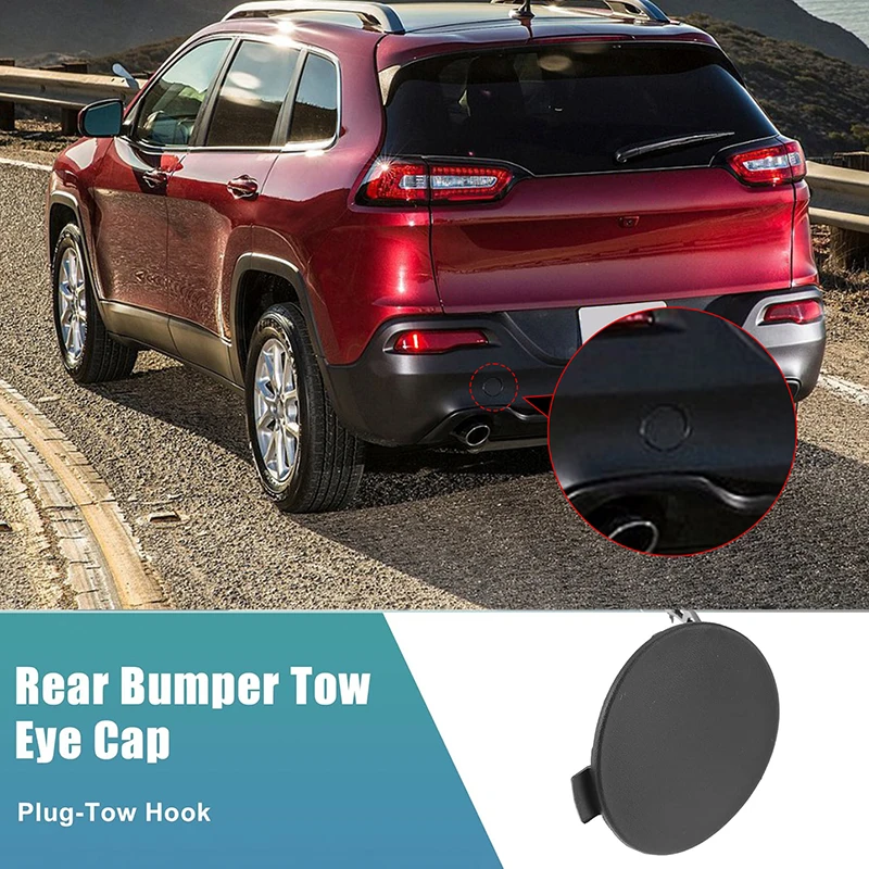 Rear Bumper Tow Hook Eye Cap Cover Fit For Jeep Cherokee 2014-2018 Rear Trailer Lid Cover Towing Hook Cap 68203273AB/68203273AC-animated-img