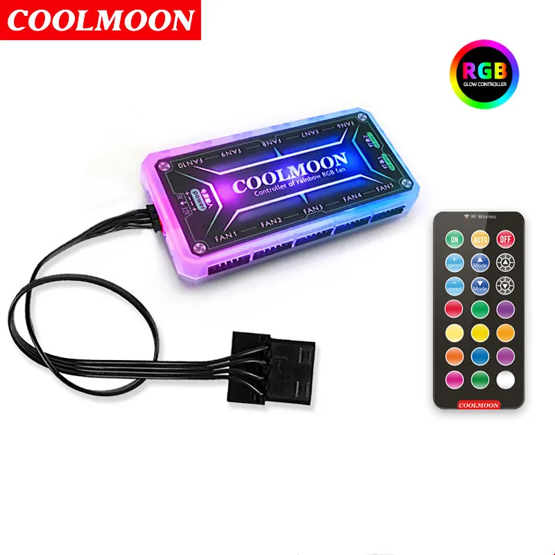 COOLMOON RGB Light Board PC Case Power Box Small 4Pin GPU Backplate Color  Changing Lighting Side Panel Light for PC Chassis 
