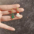 Pink Sparkling Zircon Christmas Tree Earrings For Women Full Rhinestone Xmas Tree Dangle Earring Girls Holiday Versatile Jewelry preview-4