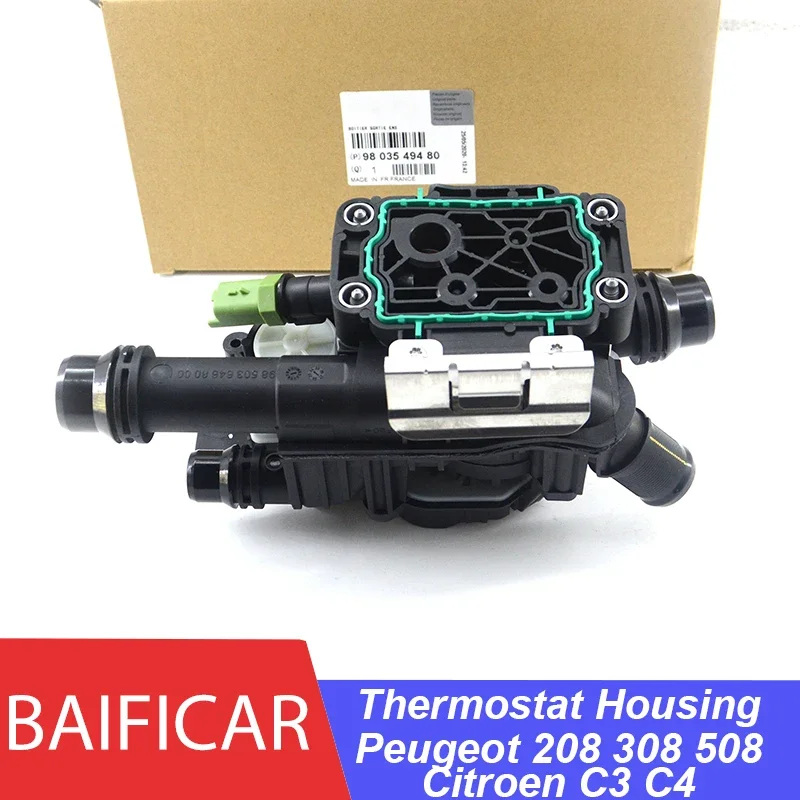 Baificar Brand New Coolant Thermostat Housing 9803549480 9850364680 For Peugeot 208 308 508 Citroen C3 C4-animated-img