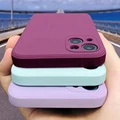 Original Solid Color Liquid Silicone Soft Case For iPhone 15 14 13 11 12 Pro Max Mini Plus X XS Max Shockproof Soft pink Cover