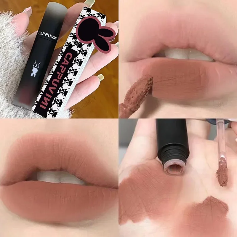 6 Colors Velvet Matte Lip Mud Liquid Lipstick Waterproof Nude Lip Gloss Long Lasting Non-stick Cup Sexy Women Lip Glaze Cosmetic-animated-img