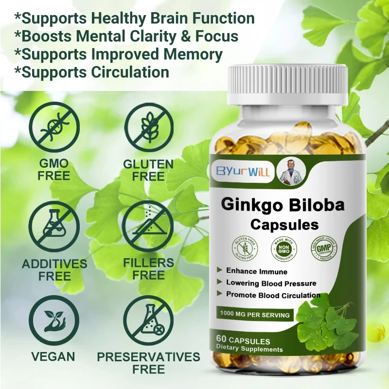 ByurWill Strength Ginkgo Biloba Capsules - Boost Brain, Support Memory, Energy & Circulation - Premium Non-GMO/Vegan Superfood-animated-img