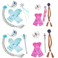 Girls Elsa Anna Accessories Set Kids Party Princess 4 Piece Set Snow Queen Snowflake Magic Wand Tiara Crown Gloves Wig Braid preview-3