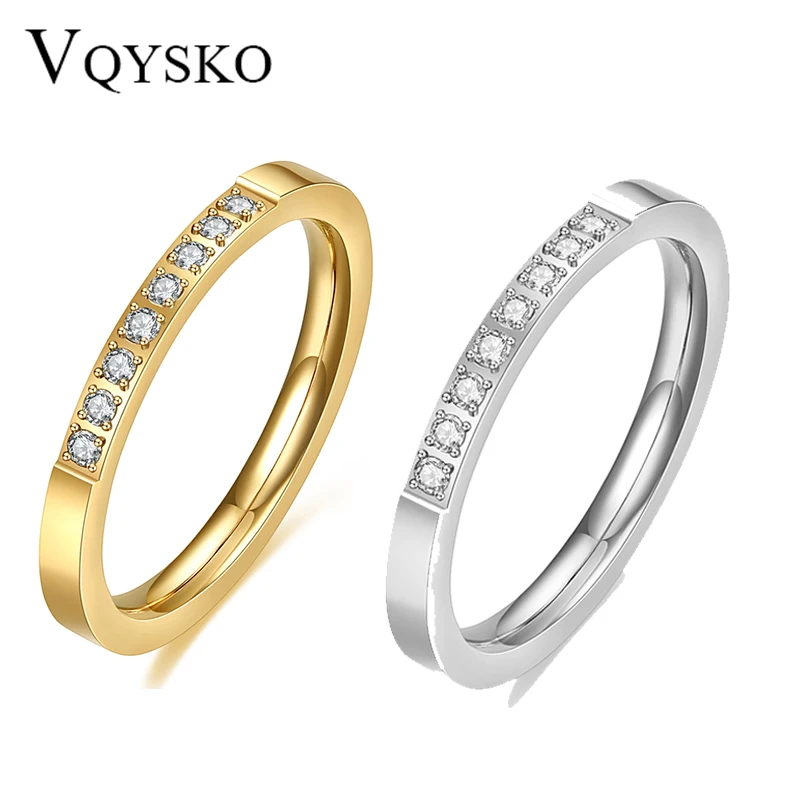 VQYSKO Wedding Rings for Women White Gold Color for Women CZ Crystal Engagement Bague Women Ring Bijoux-animated-img