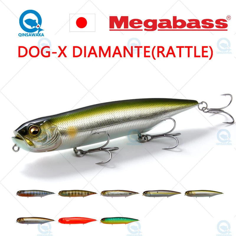 קנו ציוד לדיג  JAPAN Megabass DOG-X DIAMANTE RATTLE IN / SILENT 120mm 21g  Floating FISHING Lure Top water Pencil Bait Lure Hard Bait Sea Bass