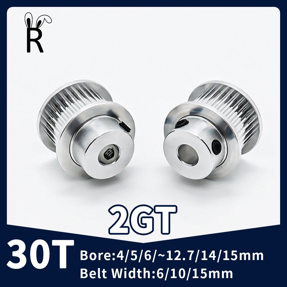 GT2 Timing Pulley 30Teeth Synchronous Pulley Bore 4/5/6~14/15mm 2M Teeth Width 6/10/15mm 3D Printer Parts 2GT Synchronous Wheels-animated-img