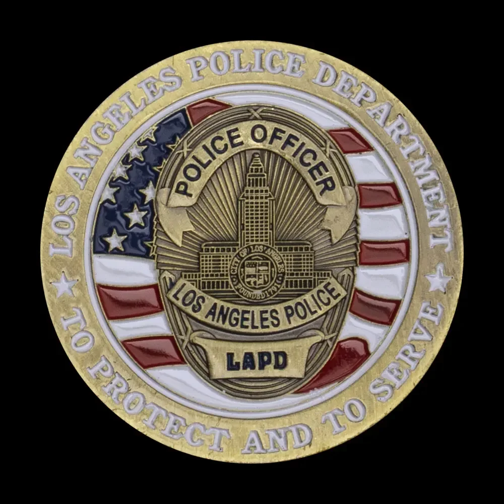 Los Angeles Police Department Souvenir Coin Copper Plated Saint Micheal Pattern Collectible Gift Challenge Coin-animated-img