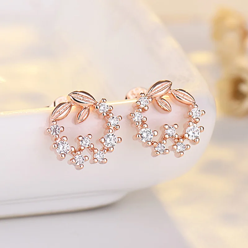 Romantic Zircon Flower Stud Earring For Women Korean Crystal Sweet Butterfly Flowers Tulip Exquisite Earring Party Charm Jewelry-animated-img