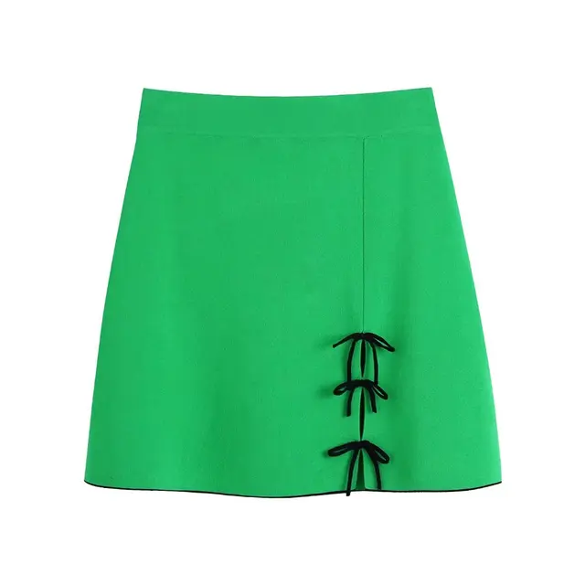 ZZJULY Zar 2022 Green Knit Skirt Women 