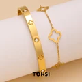 Stacking 2 pieces European and American stainless steel bracelet women fashion simple non-tarnish bracelet in stock preview-1