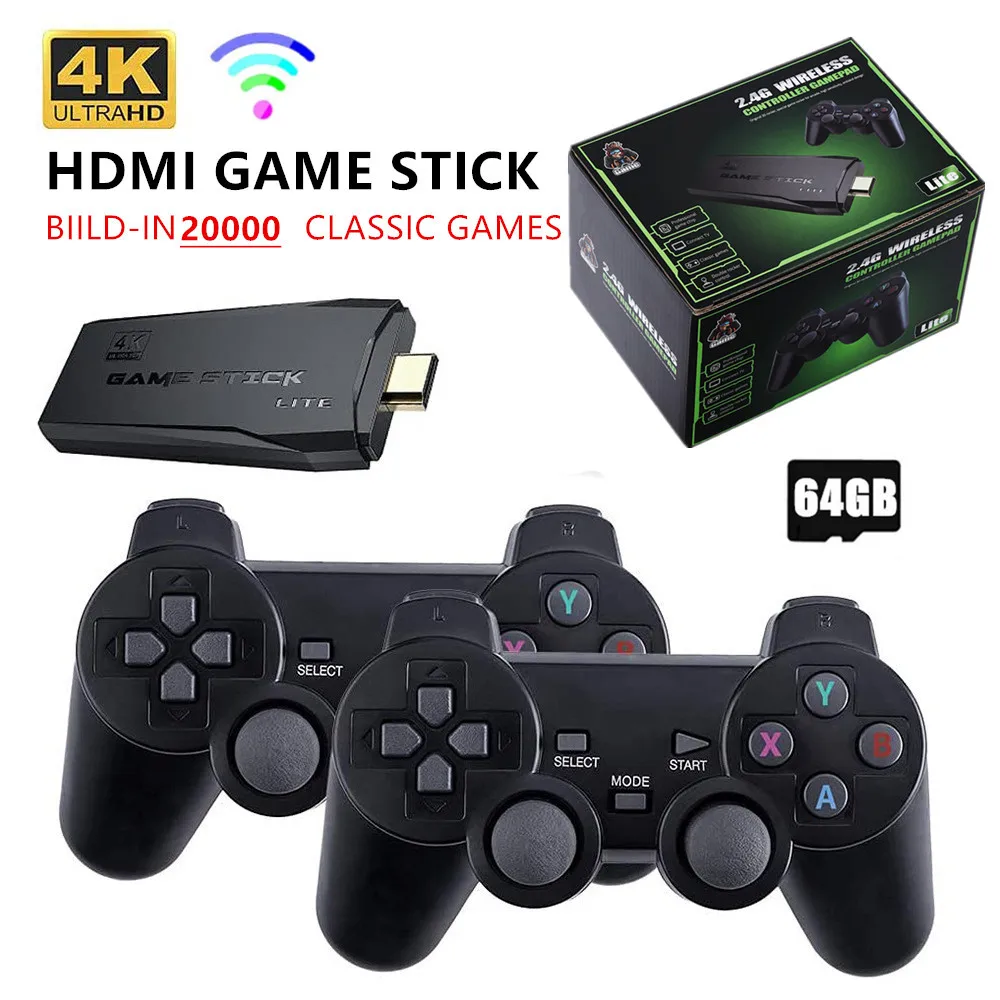 Video Game Console 2.4G Double Wireless Controller Game Stick 4K 20000 games 64GB 32GB Retro games For TV boy gift-animated-img