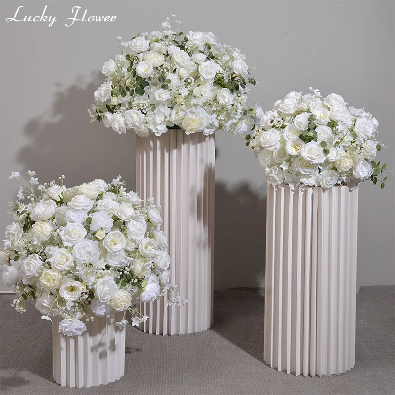 Customized Rose Hydrange Aritificial Flower Ball Road Leading White Silk Flower Ball Wedding Decoration Table Centrepiece Deocr-animated-img