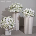 Customized Rose Hydrange Aritificial Flower Ball Road Leading White Silk Flower Ball Wedding Decoration Table Centrepiece Deocr