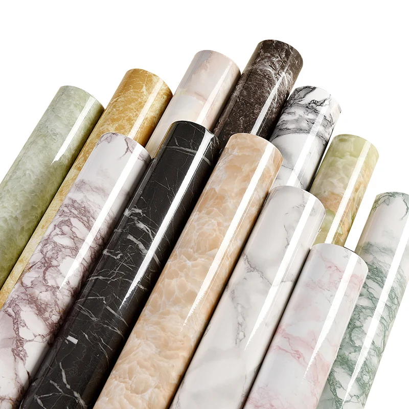 Marble Vinyl Film Self Adhesive Wallpaper PVC Waterproof Wall Stickers for Bathroom Kitchen Cupboard Countertops Contact Paper-animated-img
