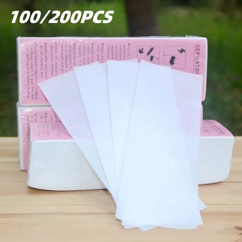 100/200Pcs Wax paper Professional Hair Removal Waxing Strips Non-woven Fabric Waxing Papers Depilatory Beauty Tool Removal-animated-img